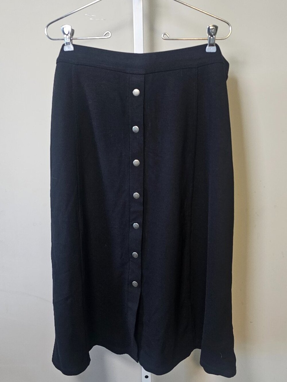 Linda Matthews Skirt Black Jersey Casual A-line Minimalist 18/20